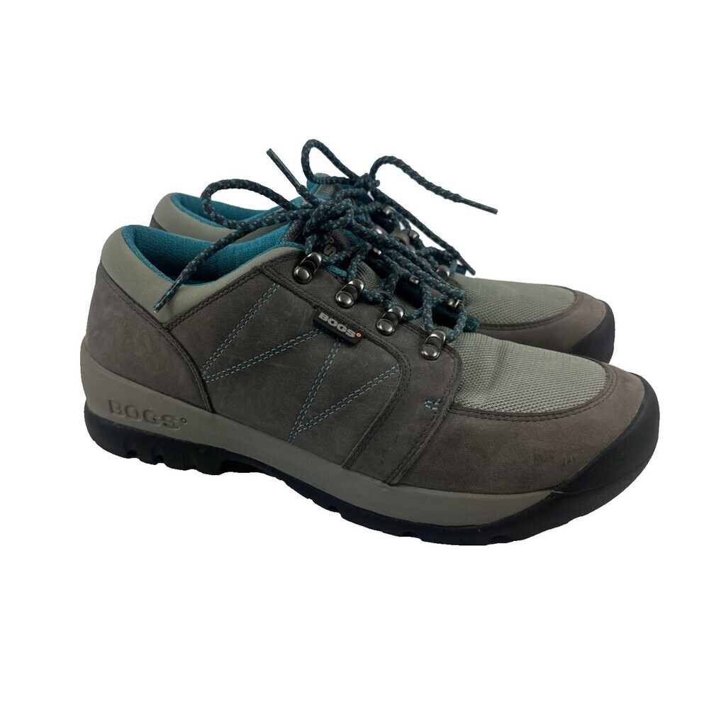 Bogs Footwear Bend Low‎ Hiking Shoe Active Lace up Gray Nubuck Teal Womens 9.5